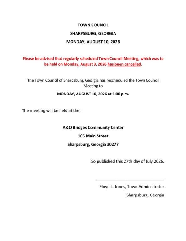 Public Notice Town Council August 2026